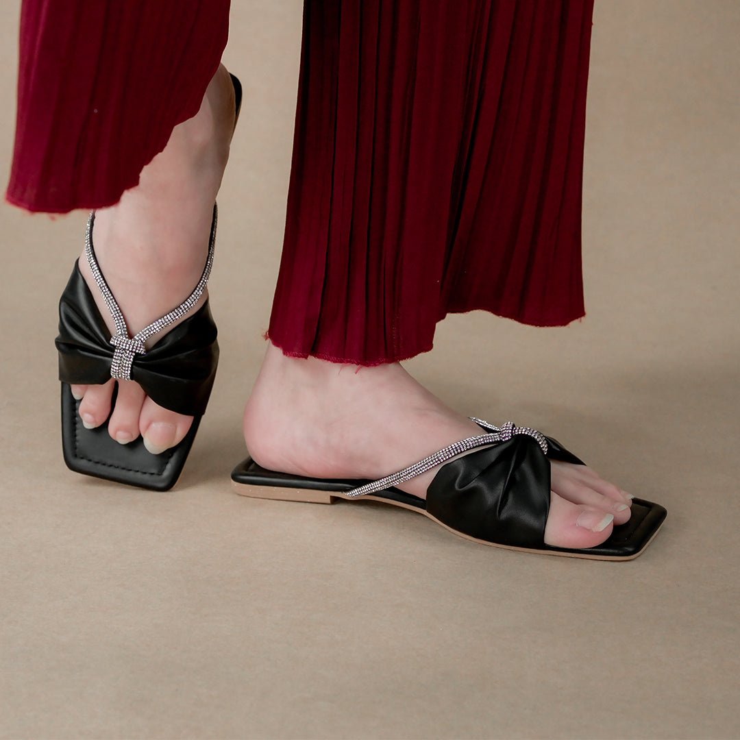 Rhinestone Flats White