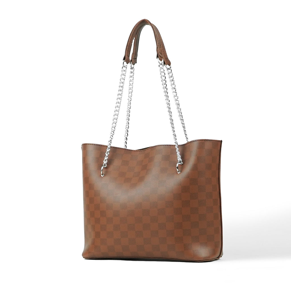 Verona Tote Bag Brown (checkered)