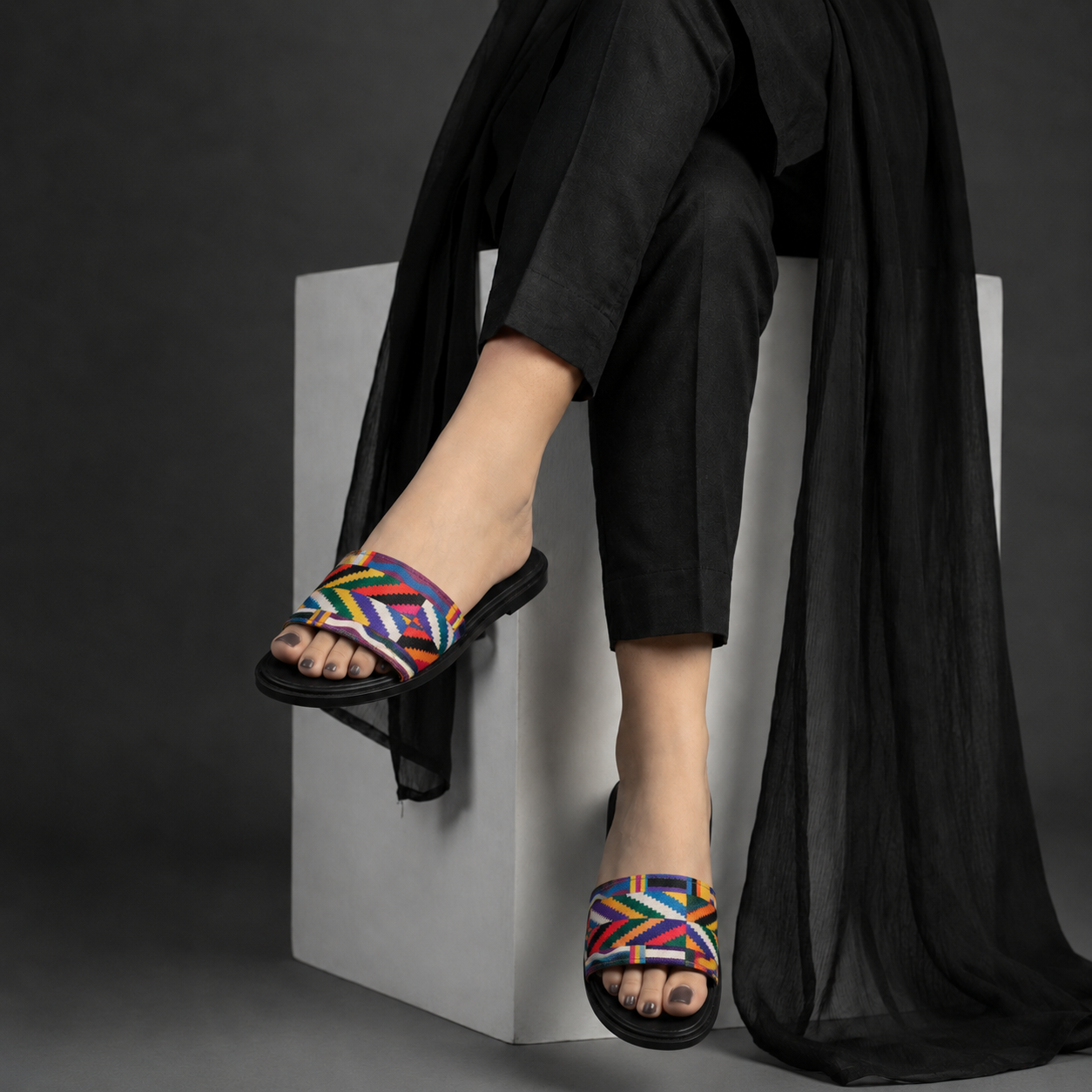 Aztec Black Slipper