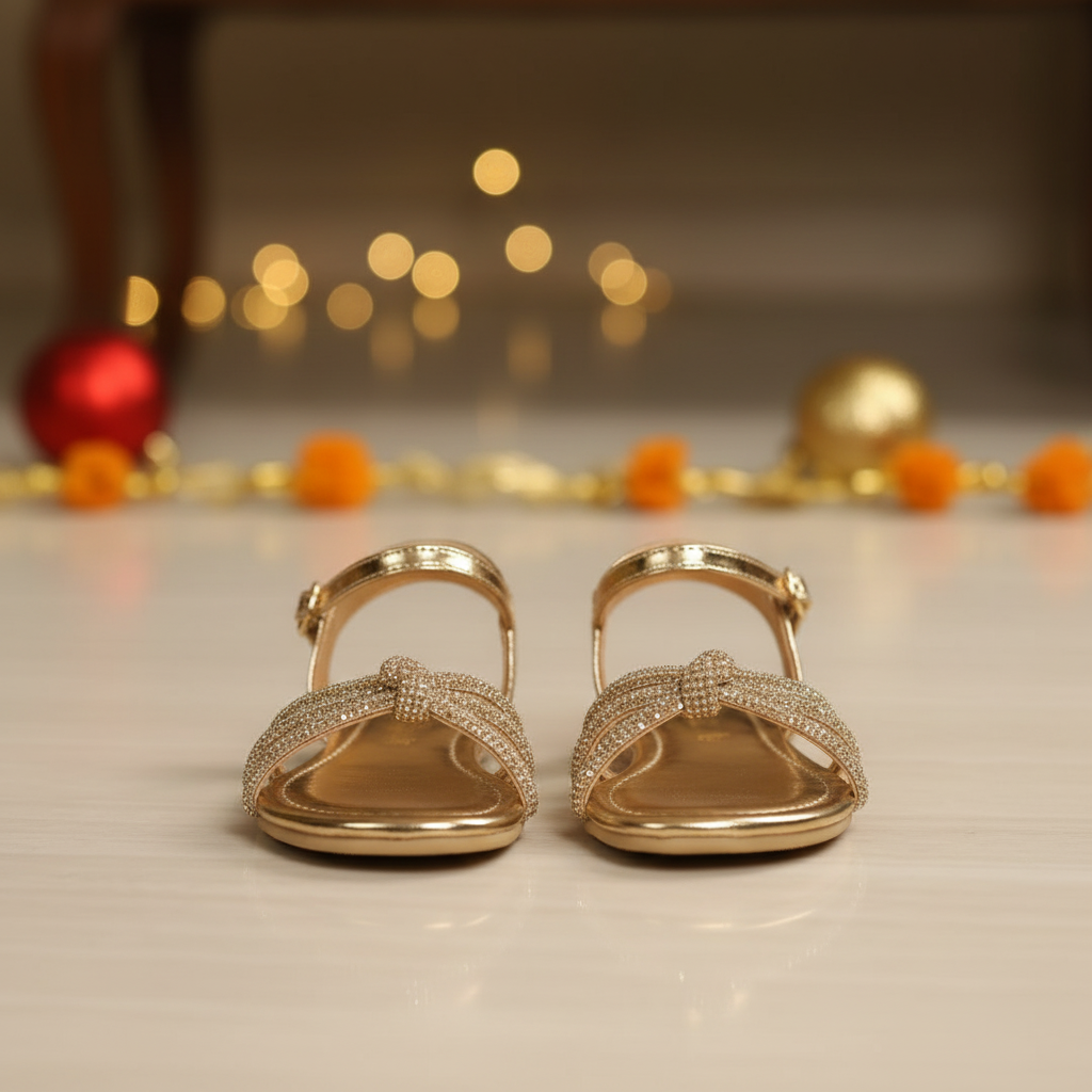 Premium Gold Sandals Front View