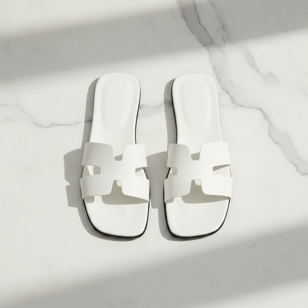 White H-Strap Slides without Logo
